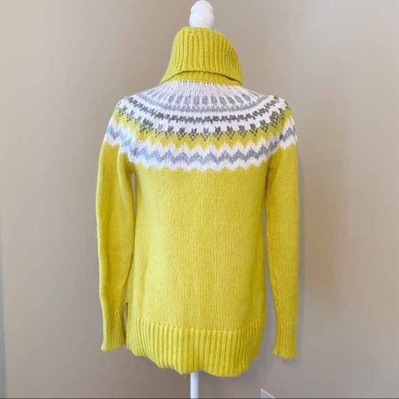 Loft Fair Isle Turtleneck Yellow Sweater - XS - Picture 4 of 12